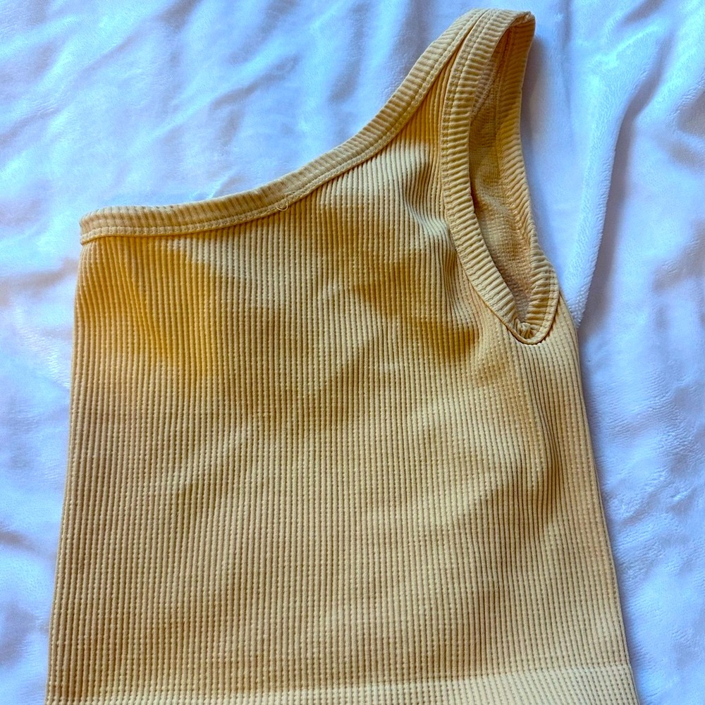 Orange One-Shoulder Ribbed Top - Picture 2 of 2